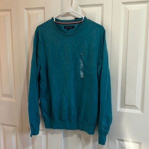Tommy Hilfiger Turquoise men’s size M pull over crew neck sweater. tags still on